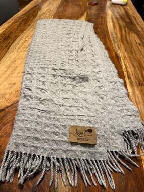 Lands Downunder Italian Gray Cotton Waffle Weave Throw Blanket with Fringe